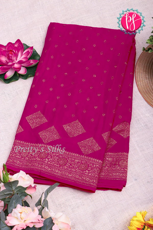 Pure Banarasi crepe silk Saree-RaniPink-PA22100