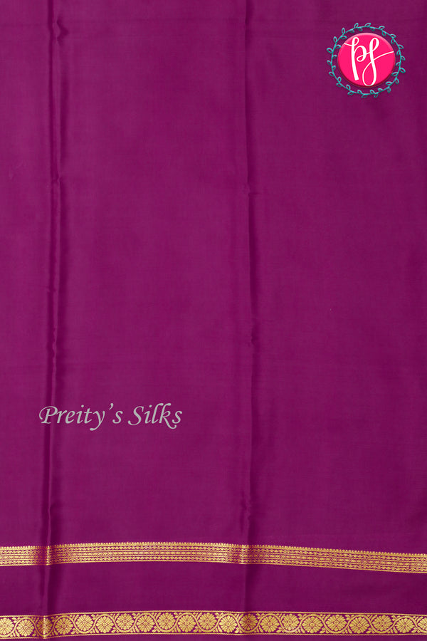 Pure Mysore Crepe Silk Saree-Grayish-pink And Wine- PA22264