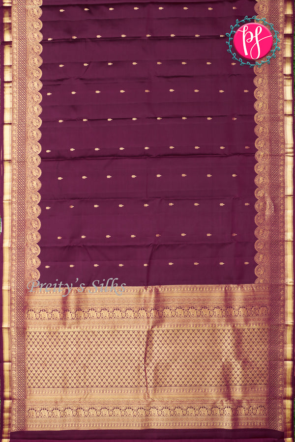 Pure Kanchipuram Silk Saree-Wine-PA27235