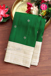 Pure Kanchipuram Silk Saree-Bottlegreen And Light grey-PF81319