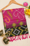 Pure Pochampally Soft Silk saree - Bottle Green - Ligth Pink -PF38077