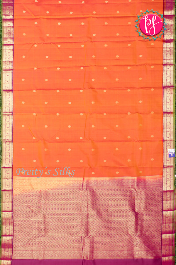 Pure Kanchipuram Silk Saree-Orange-PA27118