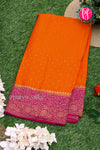Pure Banarasi Crepe Silk Saree-Orange And Pink-PA22100