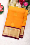 Half Pure Kanchipuram Silk Saree-Mangoyellow And Maroon-PF82197