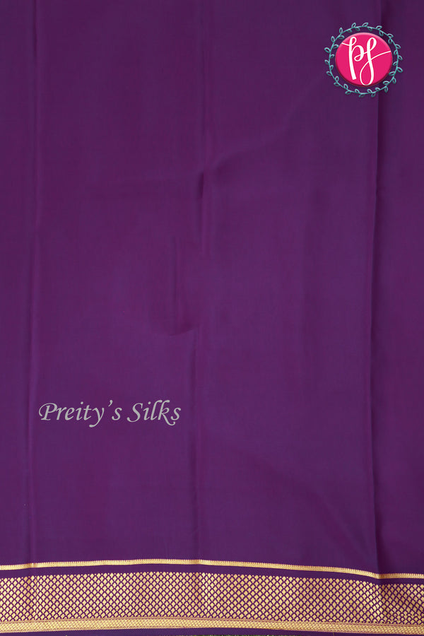 Pure Mysore Crepe Silk Saree -Orange And Purple-PA10699