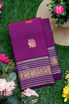 Half Pure Kanchipuram Silk Saree-Purple And Navyblue-PA25960