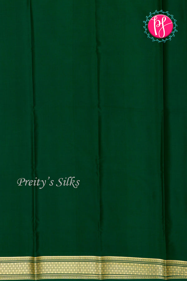 Pure Mysore Crepe Silk Saree-Rustred And Bottlegreen- PA34000