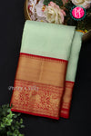 Pure Kanchipuram Silk Saree-Lightpisatgreen And Red-PA23514