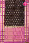 Half Pure Kanchipuram Silk Saree-Black And Pink-PA25014