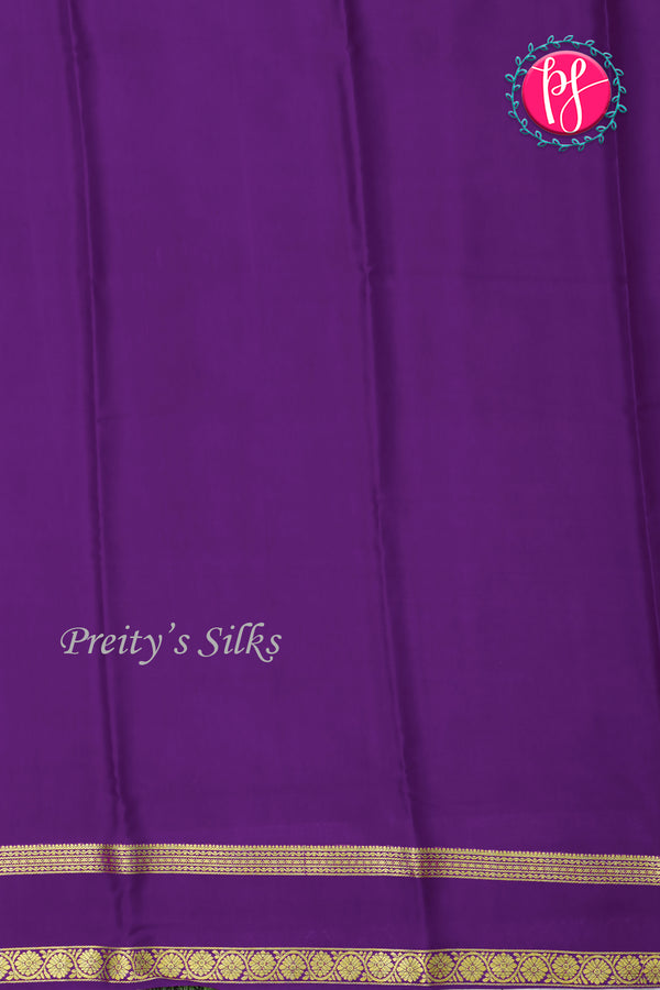 Pure Mysore Crepe Silk Saree-Pistagreen And Purple-PA22264