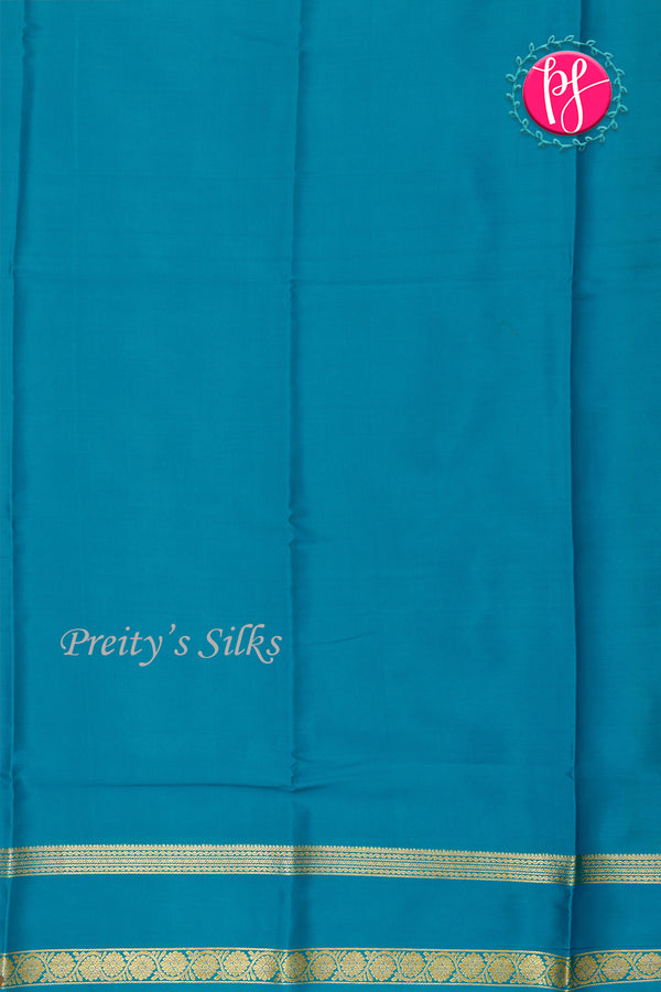 Pure Mysore Crepe Silk Saree-Mustardyellow And Tealblue- PA22264