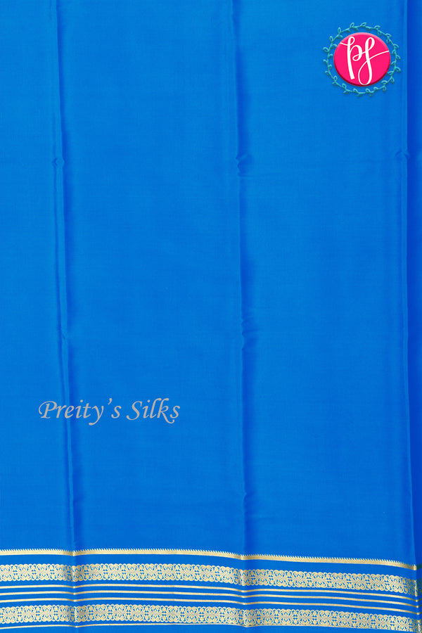 Pure Mysore Crepe Silk Saree-Royalblue And Tealblue- PA34176