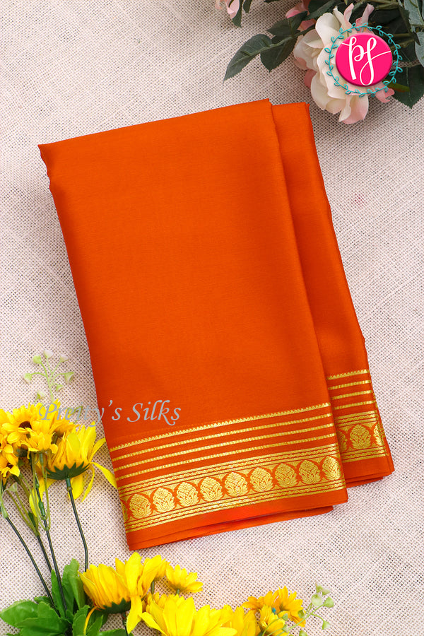 Pure Mysore Crepe Silk Saree-Orange-PA21845