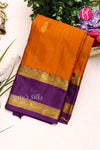 Semi Pure Kanchipuram Silk Saree-Mustard yellow And Purple-PF55938