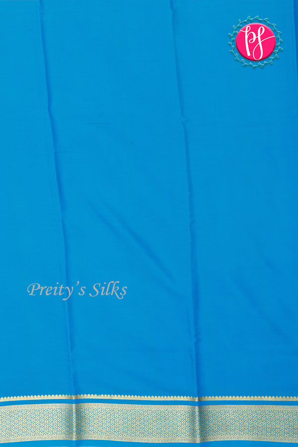 Pure Mysore Crepe Silk Saree-Yellow And Tealblue- PA28744