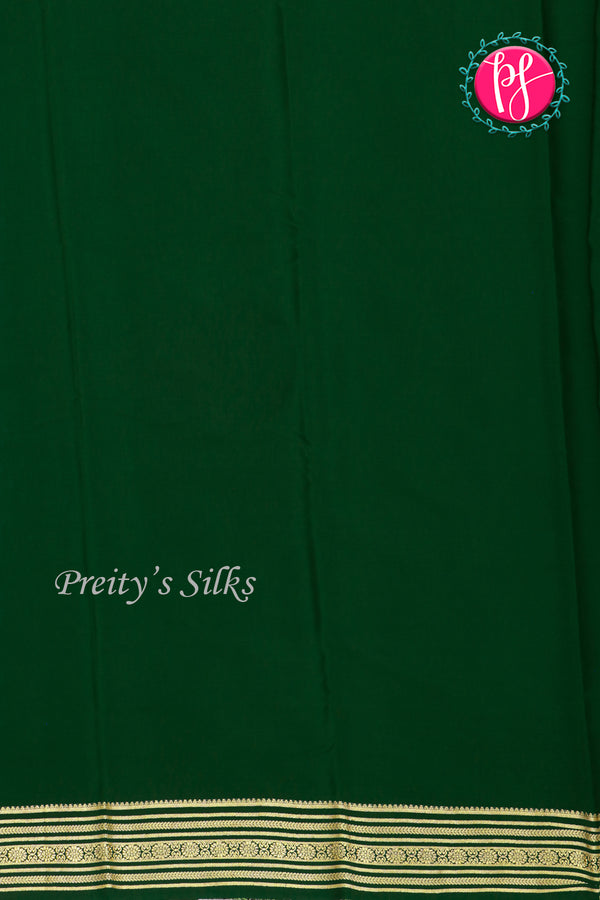 Pure Mysore Crepe Silk Saree-Bottlegreen- PA35304