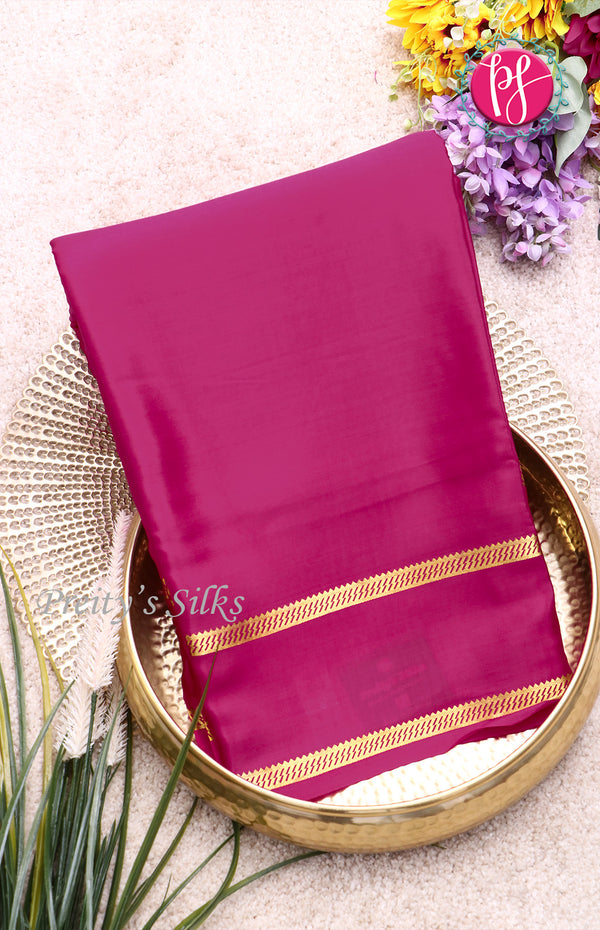 Pure Mysore Crepe Silk Saree With Bentex Border-MejentaPink-PF46791