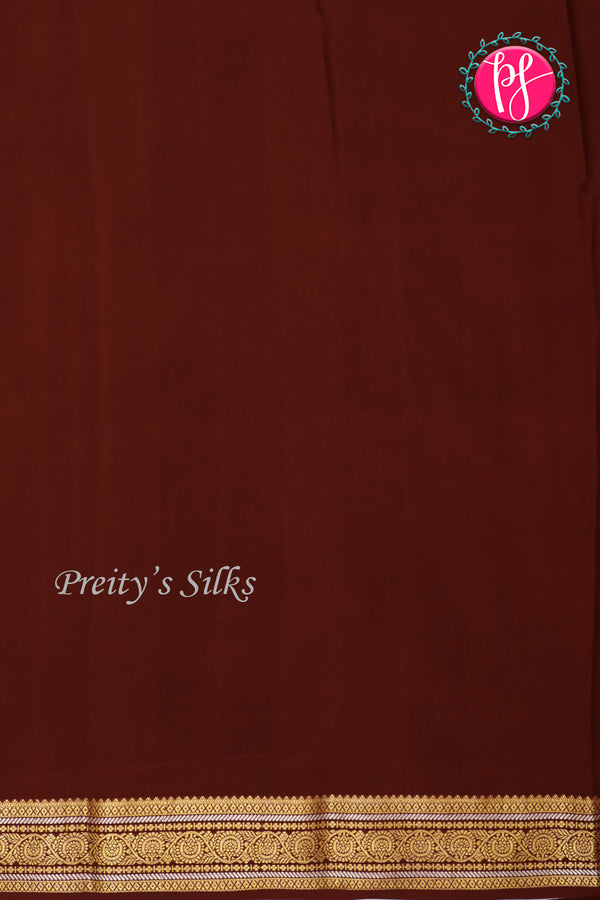 Pure Mysore Crepe Silk Saree-Rustorange And Marron-PA46766