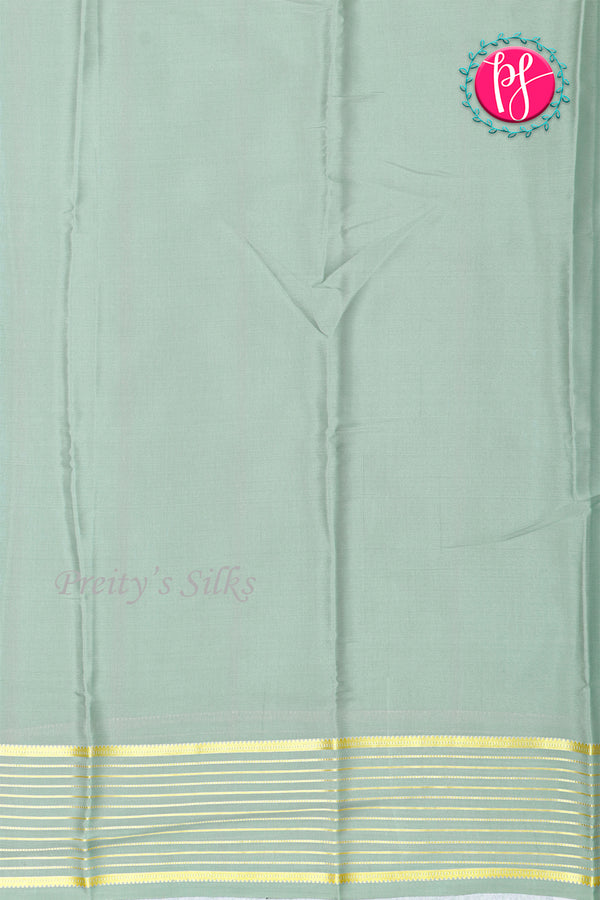 Pure Mysore Crepe Silk Saree-Navyblue And Ash Grey-PA28865