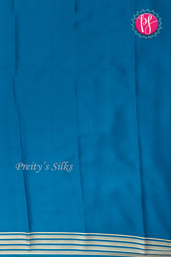 Pure Mysore Crepe Silk Saree -Peacockblue-PA0315145