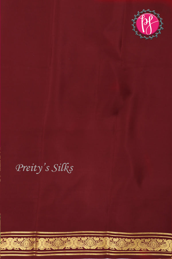 Pure Mysore Crepe Silk Saree -Dark Raspberry And Marron green-PA01242