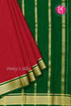 Pure Mysore Crepe Silk Saree-Crimsonred And Bottlegreen-PA28744