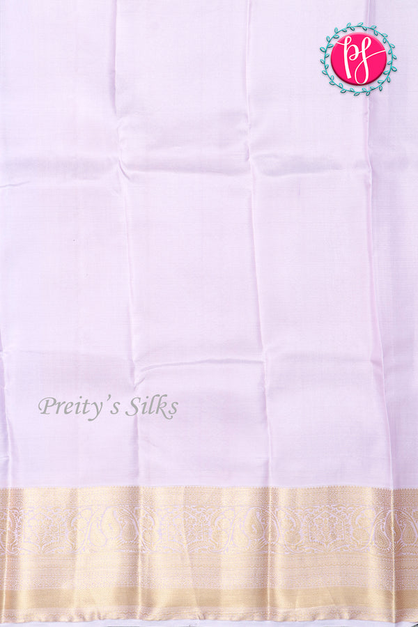 Pure Kanchipuram Silk Saree-Navyblue And Pale lilac-PA23543