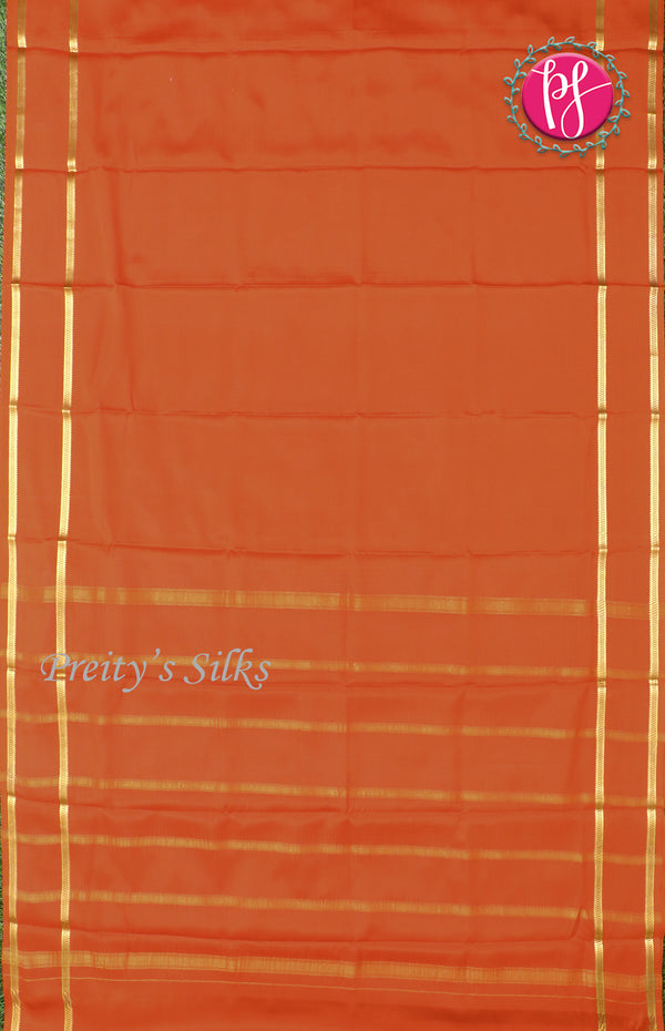 Pure Mysore Crepe Silk Saree With Bentex Border-Orange-PF46788