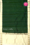 Pure Kanchipuram Silk Saree-Bottle Green With Cream-PF72362