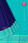 Pure Mysore Crepe Silk Saree-Navyblue And Tealblue-PA28865
