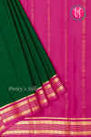 Pure Mysore Crepe Silk Saree-Green And Pink- PA34176