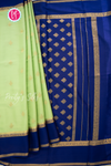 Pure Mysore Crepe Silk Saree-Pistagreen And Navyblue- PA56316