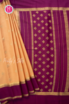 Pure Mysore Crepe Silk Saree-Peach And Wine-PA56316