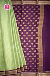 Pure Mysore Crepe Silk Saree-Pastelgreen And Deeppurple- PA57314