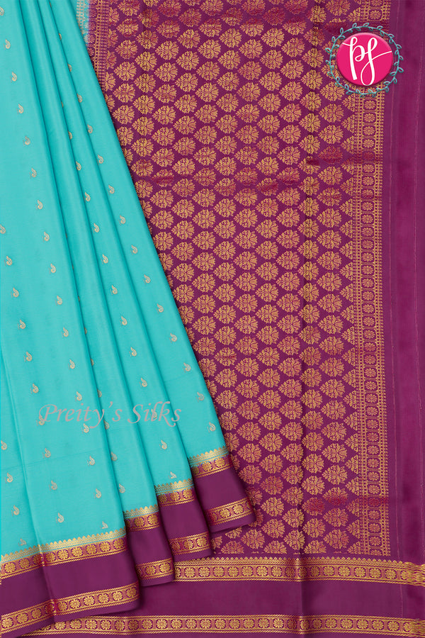 Pure Mysore Crepe Silk Saree With Bentex Border-PF80241