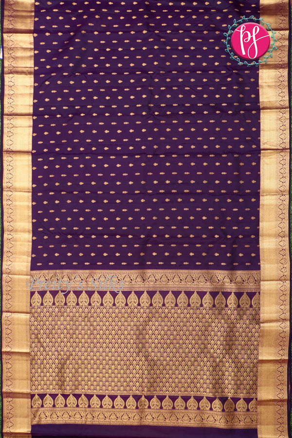 Pure Kanchipuram Silk Saree-Dark purple-PA04341