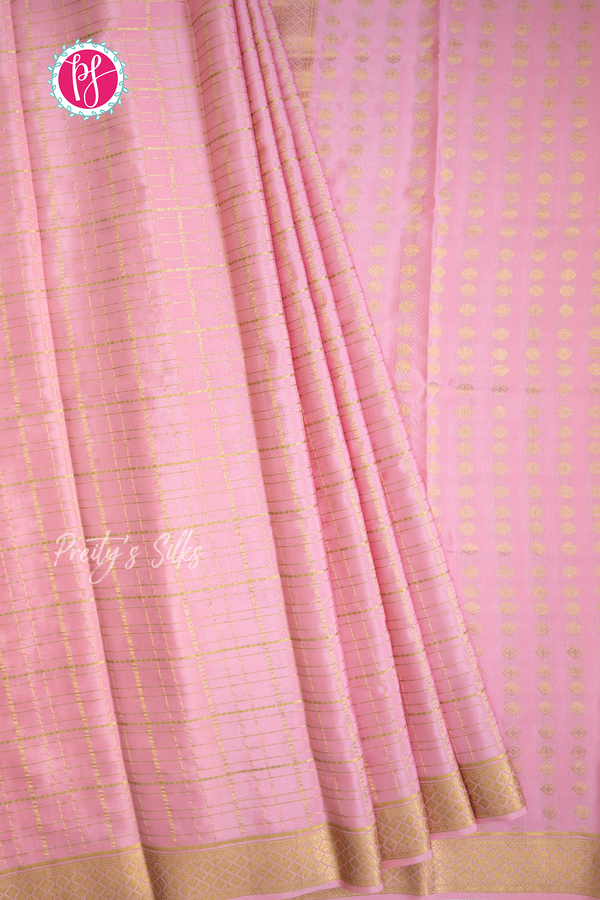Pure Mysore Crepe Silk Saree-Pastelpink- PA57163