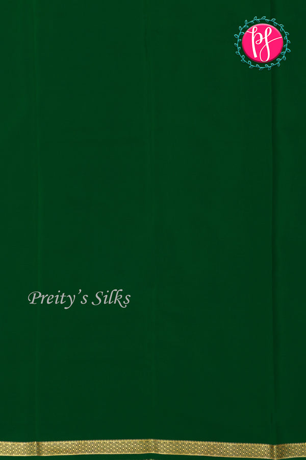 Pure Mysore Crepe Silk Saree-Doublechecks-Bottlegreen-PA20527