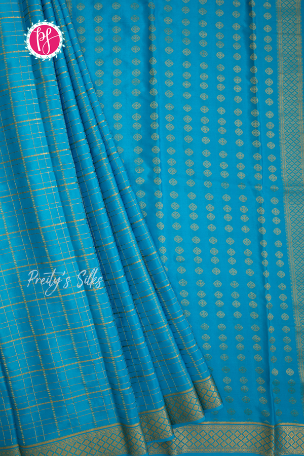 Pure Mysore Crepe Silk Saree-Tealblue-PA57163