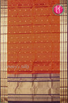 Pure Kanchipuram Silk Saree-Rust orange And DeepPurple-PA17564