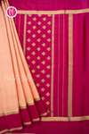 Pure Mysore Crepe Silk Saree-Peach And Crimpsonred-PA56316