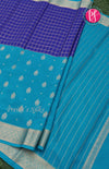 Pure Mysore Crepe Silk saree-Half And Half Pattern-Royalblue And Lightblue-PF60730