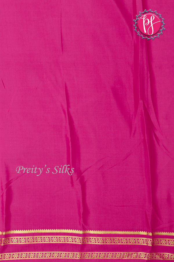 Pure Mysore Crepe Silk Saree -White And Pink-PF86103