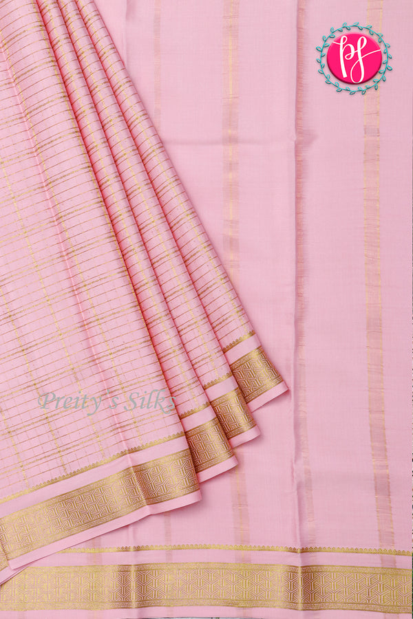 Pure Mysore Crepe Silk Saree-Soft Rose-PA26341