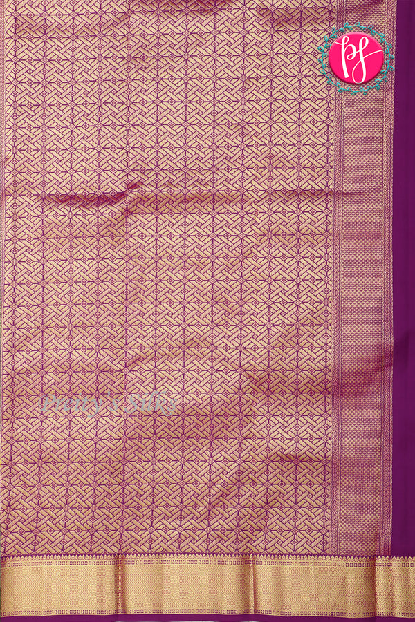 Pure Kanchipuram Silk Saree-Deep purple-PA20310