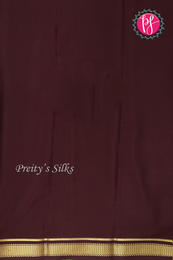 Pure Mysore Crepe Silk Saree -Teal Blue And Chocolatebrown-PA10650