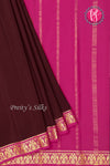 Pure Mysore Crepe Silk Saree-Gandaberunda Border-Deep Maroon And Pink-PA19895