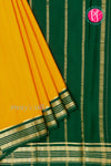 Pure Mysore Crepe Silk Saree-Yellow And Green- PA34176