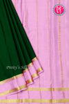 Pure Mysore Crepe Silk Saree-Bottlegreen And Babypink-PA22264