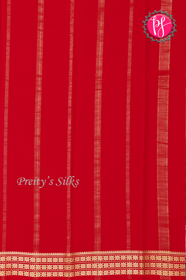 Pure Mysore Crepe Silk Saree-Red-PA19578